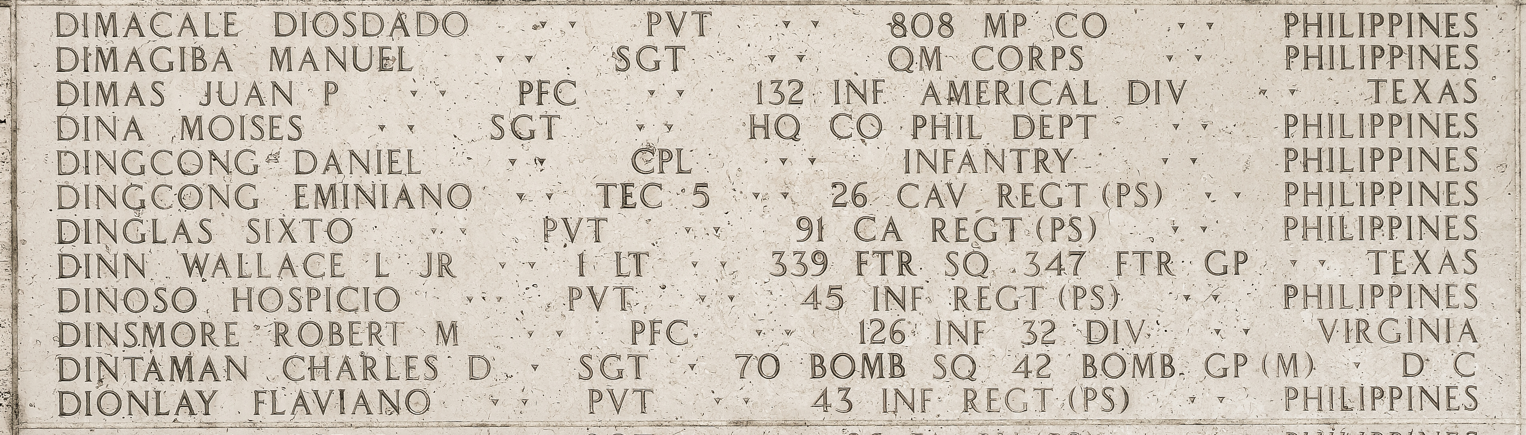 Wallace L. Dinn, First Lieutenant